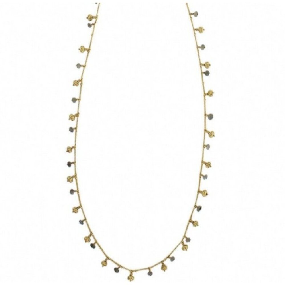 NWT Brighton PLAY of LIGHT Long Necklace  GOLD Chain Grey Stones MSRP $148